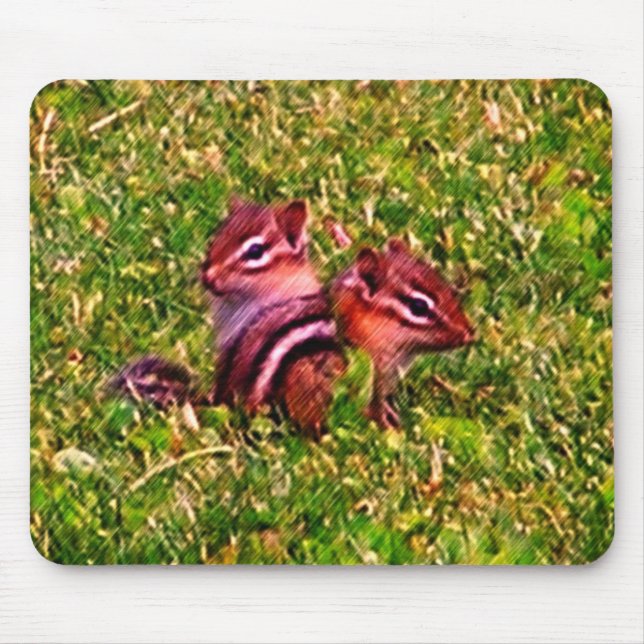 Tapis De Souris Baby Chipmunks Art animal de premier jour (Devant)