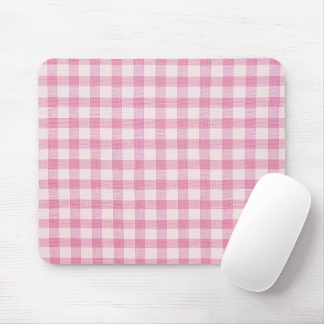 Tapis De Souris Baby Pink Gingham (Avec souris)