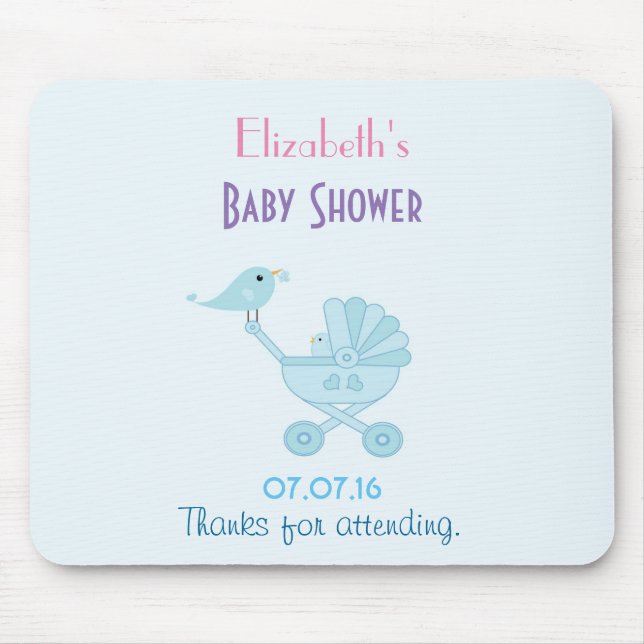 Tapis De Souris Baby shower Bébé et maman Bluebirds (Devant)