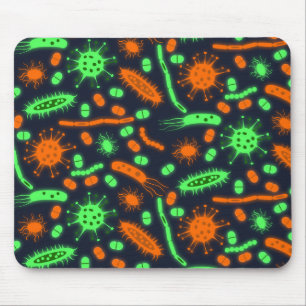 Tapis De Souris Bactérie lumineuse Micro-organisme orange vert tox