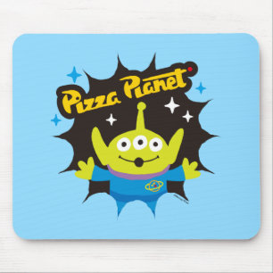 Tapis De Souris Badge de la planète de pizza Alien stylisée