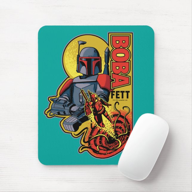 Tapis De Souris Badge graphique Retro Boba Fett Sarlacc (Avec souris)