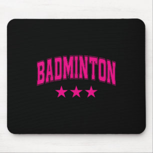Tapis De Souris Badminton All Pink Stars Clic Retro Varsity Texte 