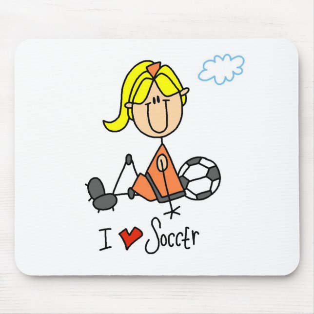 Tapis De Souris Baguette blonde Figure I Love Soccer Cadeaux (Devant)