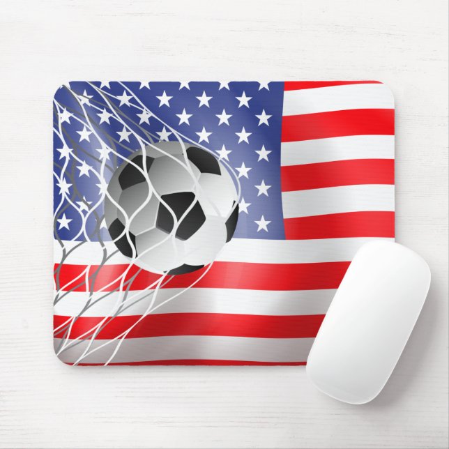 Tapis De Souris Bal De Football Sur Drapeau Américain (Avec souris)