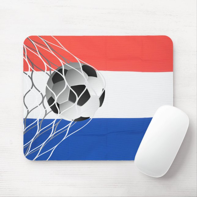 Tapis De Souris Bal De Football Sur Drapeau Néerlandais (Avec souris)