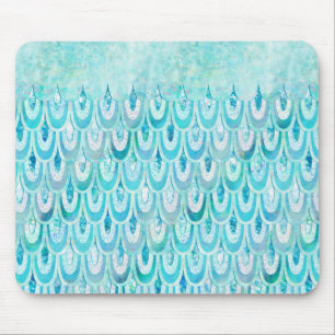 Tapis De Souris Balances de poissons Turquoise bleu brillant