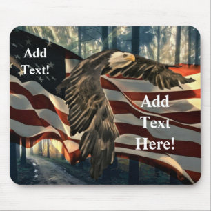 Tapis De Souris Bald Eagle American Flag Country Road Pad