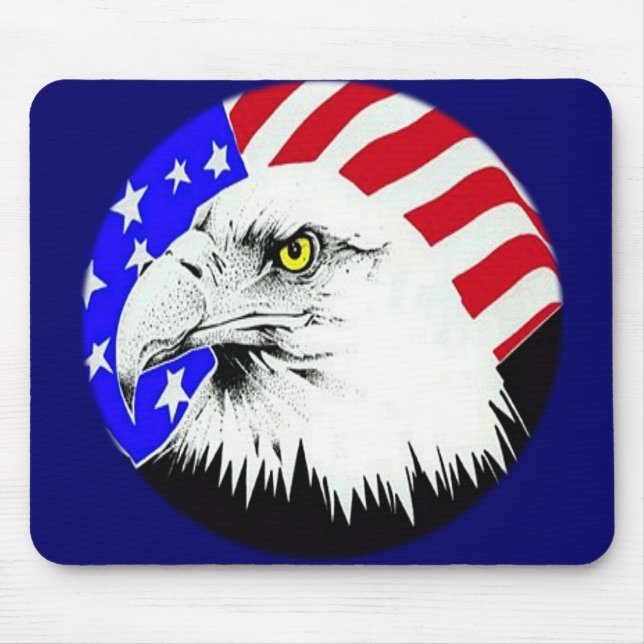 Tapis De Souris Bald Eagle et drapeau américain (Devant)