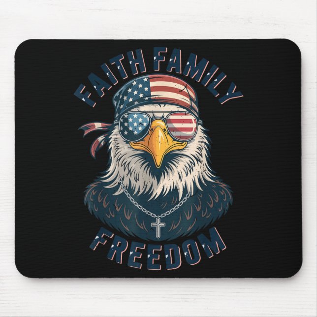 Tapis De Souris Bald Eagle Faith Family Dom Patriotic Christian Bo (Devant)