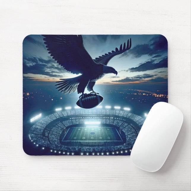 Tapis De Souris Bald Eagle survolant un stade de football (Avec souris)