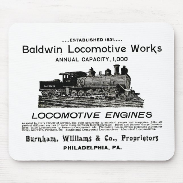 Tapis De Souris Baldwin Locomotive Works 1895 (Devant)