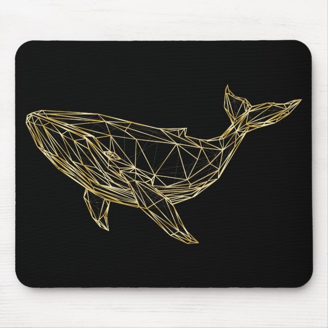 Tapis De Souris Baleine géométrique en or de luxe (Devant)
