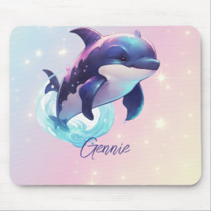 Tapis De Souris Baleine tueuse Kawaii Orca Personnalisée Bleu & Ro