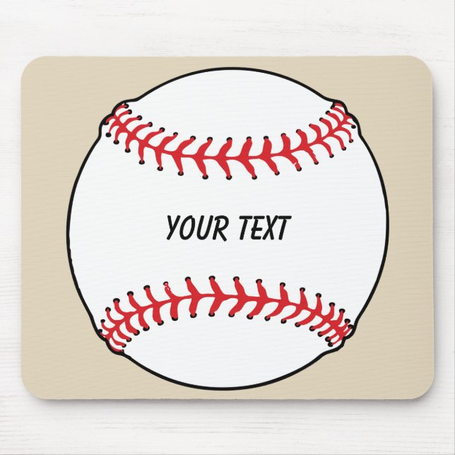 Tapis De Souris Balle de baseball avec texte personnalisé (Devant)