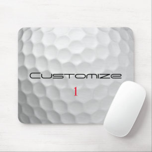 Tapis De Souris Balle de golf blanche texturée avec nom et numéro