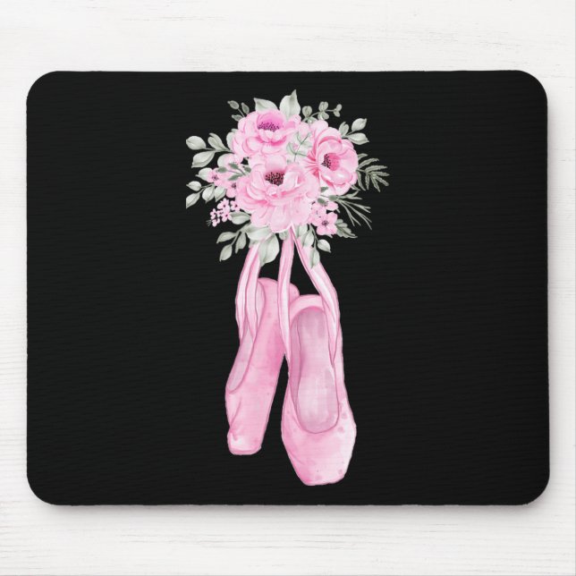 Tapis De Souris Ballerina Pointe Chaussures Fleurs Ballet Danseur  (Devant)