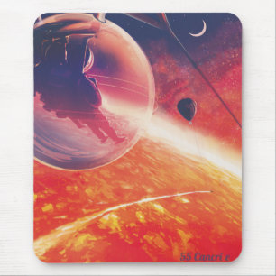 Tapis De Souris Ballon d'air chaud extrême sur un paysage infernal