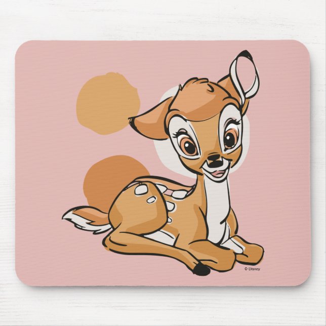 Tapis De Souris Bambi Assis Avec Un Sourire (Devant)