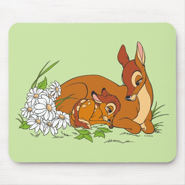 Tapis De Souris Bambi Se Repose Avec Sa Mère (Devant)