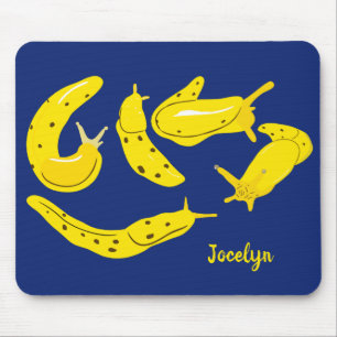 Tapis De Souris Banana Slugs Yellow and Blue Personnalisé