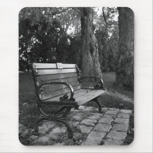 Tapis De Souris Banc de parc en noir et blanc