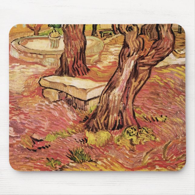 Tapis De Souris Banc de pierre Van Gogh en Jardin, Hôpital St Paul (Devant)