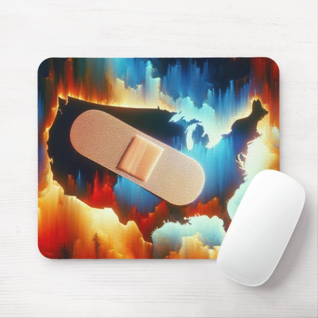 Tapis De Souris Bandage sur une carte Neon USA (Avec souris)