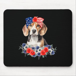 Tapis De Souris Bandana drapeau américain pour chien Beagle 4 juil