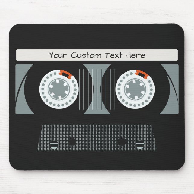 Tapis De Souris Bande Casette Retro texte personnalisé (Devant)