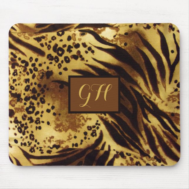 Tapis De Souris Bande de tigre exotique Imprimer Monogramme animal (Devant)