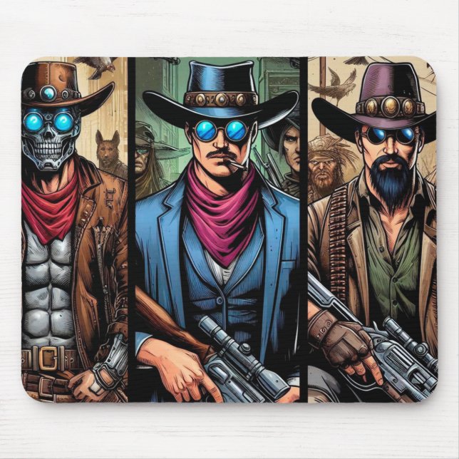 Tapis De Souris bande dessinée de cowboys (Devant)
