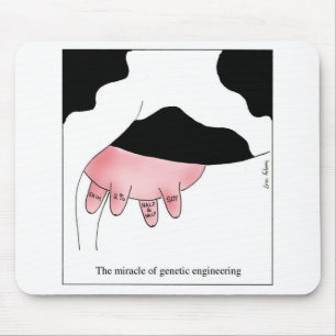 Tapis De Souris Bande dessinée de mamelle de GMO de vache à gén