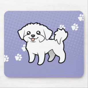 Tapis De Souris Bande dessinée maltaise (chiot coupé)