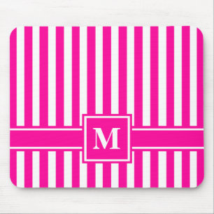 Tapis De Souris Bande moderne rose avec Monogramme
