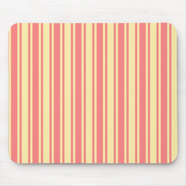 Tapis De Souris Bandes de bonbons corail et jaune (Devant)
