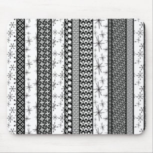 Tapis De Souris Bandes de Motifs rétro noir et blanc 1