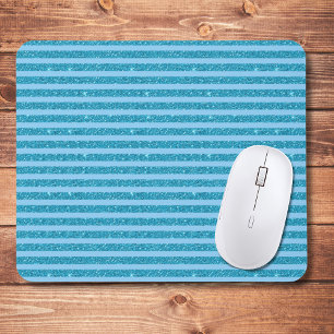 Tapis De Souris Bandes horizontales de style paillettes bleu océan
