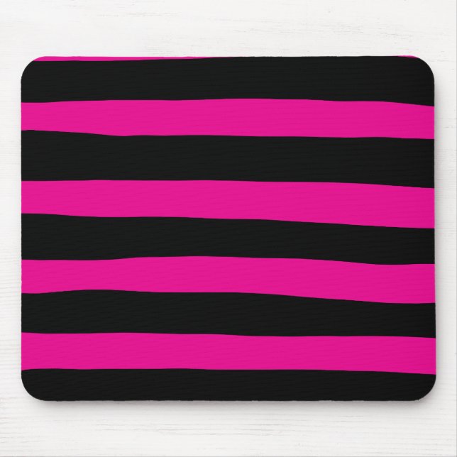 Tapis De Souris Bandes inégales - Magenta et Noir (Devant)