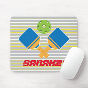 Tapis De Souris Bandes monogrammes Pickleball player Bleu vert
