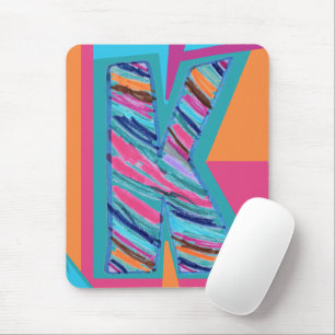 Tapis De Souris Bandes multicolores colorées Lettre K comme dans K