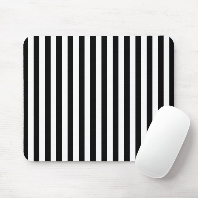Tapis De Souris Bandes noires et blanches, Motif rayé, Lignes (Avec souris)