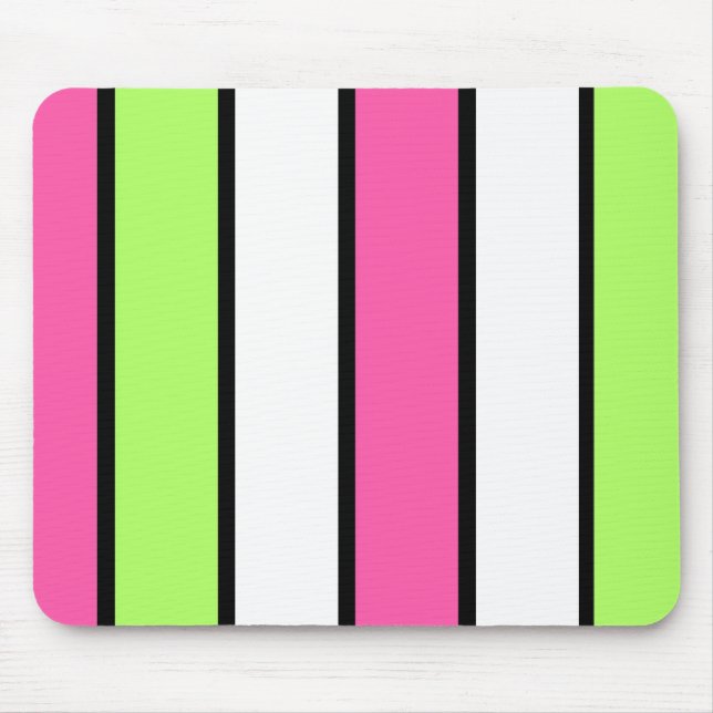 Tapis De Souris Bandes noires, roses chaudes, vert citron vert et  (Devant)