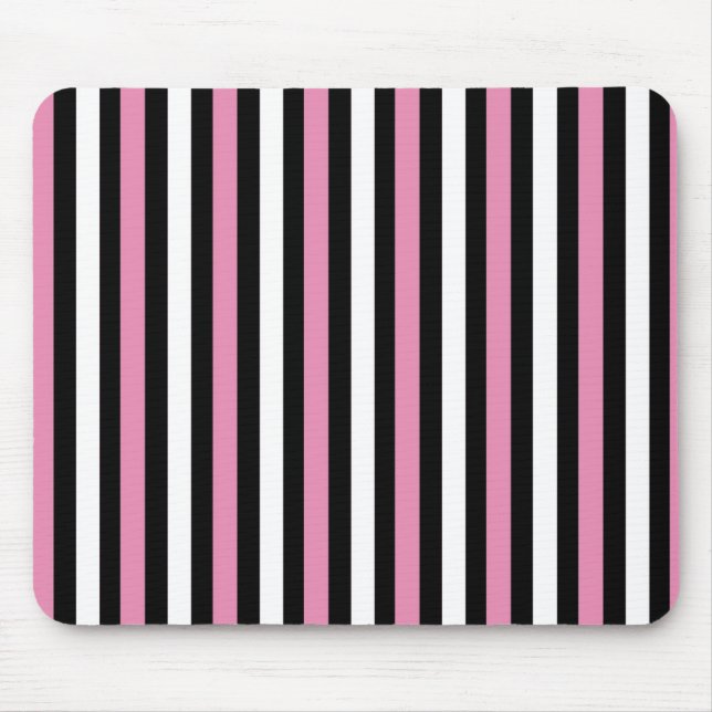 Tapis De Souris Bandes roses, noires et blanches (Devant)