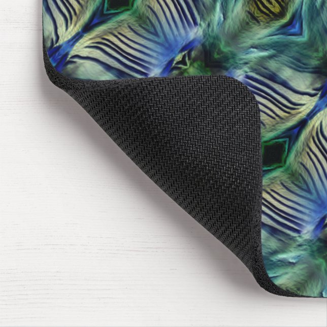 Tapis De Souris Bandes transversales courbes en vert et bleu vif (Coin)