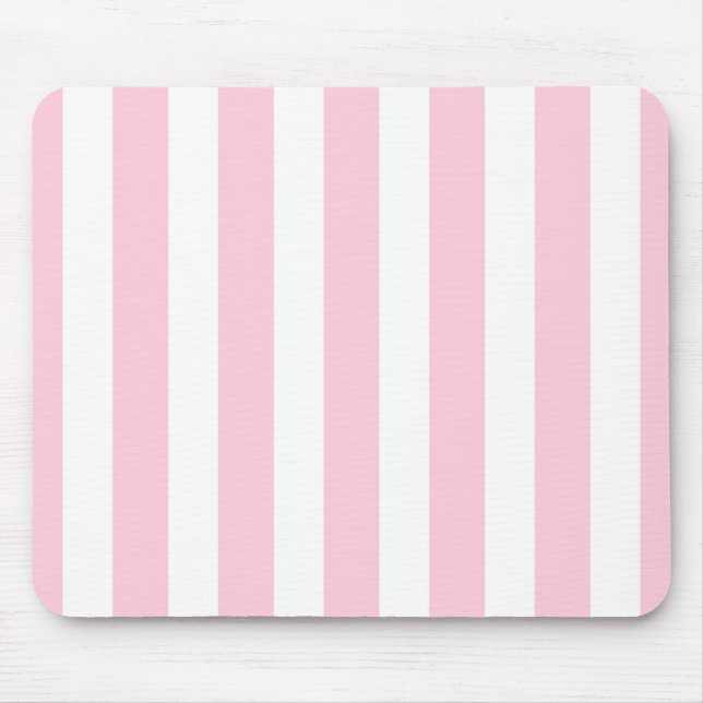Tapis De Souris Bandes verticales roses et blanches Shabby Chic St (Devant)