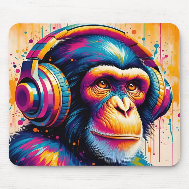 Tapis De Souris Banksy DJ Monkey Gorilla Chimp (Devant)