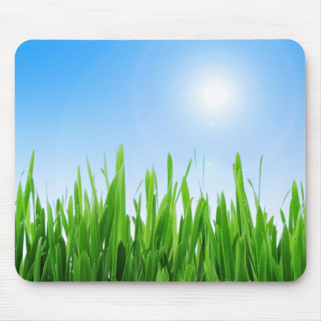 Tapis De Souris Bannière Green Grass Blue Sky (Devant)