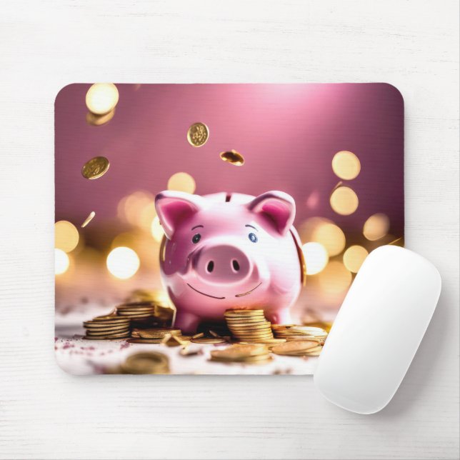 Tapis De Souris Banque Rose Piggy Avec Pièces (Avec souris)