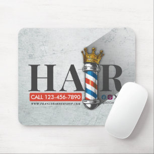 Tapis De Souris Barber Hair Shop King Crown Barber Pole Hair Salon